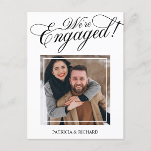 Cartão Postal Elegante Anúncio de Noivado Estamos Engajados