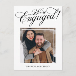 Cartão Postal Elegante Anúncio de Noivado Estamos Engajados