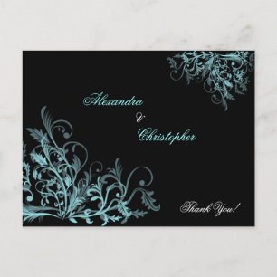 Cartão Postal Elegante Aqua Swirls Obrigado