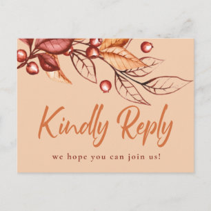 Cartão Postal Elegante Autumn Earth tone Terracotta Wedding RSVP