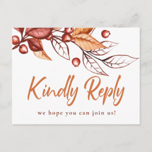 Cartão Postal Elegante Autumn Earth tone Terracotta Wedding RSVP