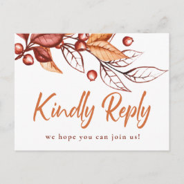 Cartão Postal Elegante Autumn Earth tone Terracotta Wedding RSVP