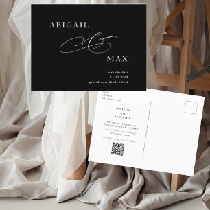 Cartão Postal Elegante B/W Casamento Salvar o Anúncio de Data