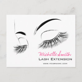 Cartão Postal Elegante Bar Lash de Desenho Elegante, preto e bra