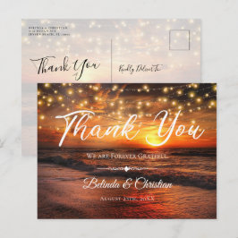 Cartão Postal Elegante Beach String Lights Summer Obrigado