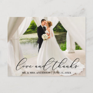 Cartão Postal Elegante Bela Caligrafia Casamento Amor Obrigado