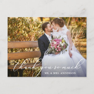 Cartão Postal Elegante Bela Caligrafia Foto Casamento