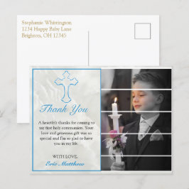 Cartão Postal Elegante Blue Cross Santa Foto Comunitária Obrigad