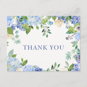 Cartão Postal Elegante Blue Hydrangeas Greenere Obrigado