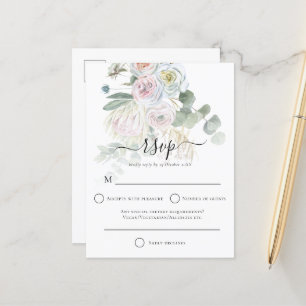 Cartão Postal Elegante Boho Florals Eucalyptus Wedding RSVP