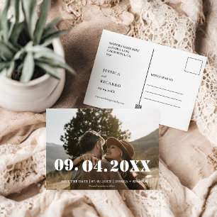 Cartão Postal Elegante Bold - Letra Foto Casamento Salve a data