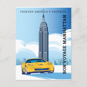 Cartão Postal Elegante BON VOYAGE MANHATTAN Design