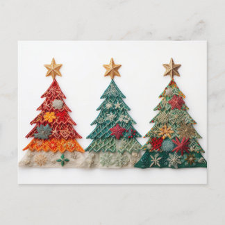Cartão Postal Elegante bunte Weihnachtsbäume