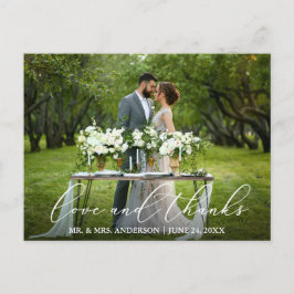 Cartão Postal Elegante Caligrafia Bonita Casamento Amor Obrigado