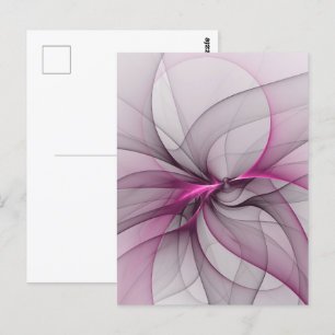 Cartão Postal Elegante Caos Moderno, Abstrato, Arte Fractal Rosa