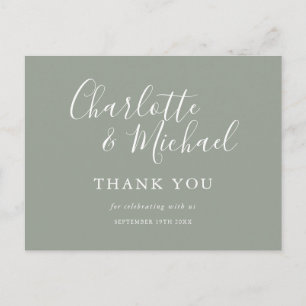 Cartão Postal Elegante Carta de Agradecimento de Casamento com A