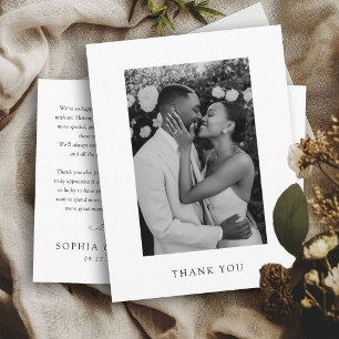 Cartão Postal Elegante Carta de Agradecimento de Foto de Casamen