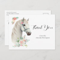 Elegante Cavalo Branco Boho Floral Obrigado