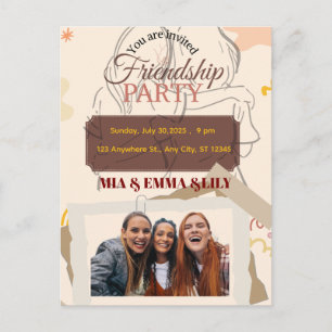 Cartão Postal Elegante Celebração de Festa de Amizade com Foto