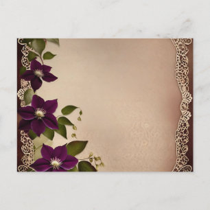 Cartão Postal Elegante Clematis Plum Floral