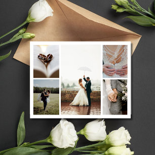 Cartão Postal Elegante Colagem de Casamento Obrigado