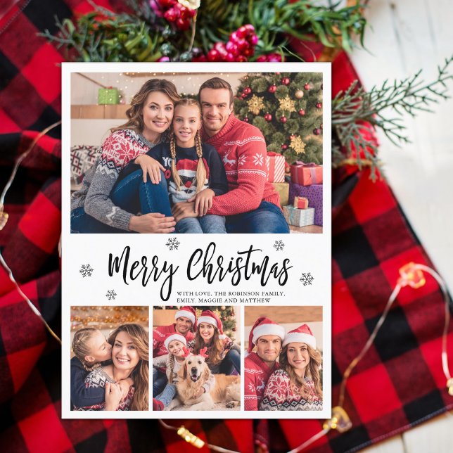 Cartão Postal Elegante Colagem de Script Moderno Feliz Natal (Criador carregado)