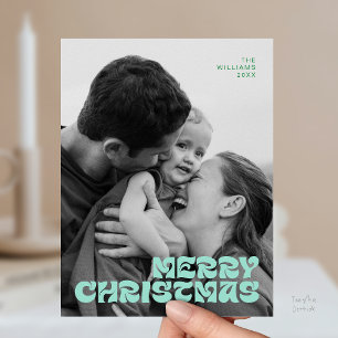 Cartão Postal Elegante com Estilo, Feliz Natal Família Foto Chic