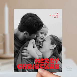 Cartão Postal Elegante com Estilo, Feliz Natal Família Foto Chic
