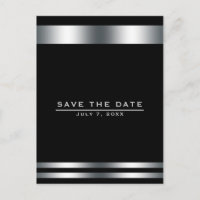 Elegante Compromisso Preto e Prata Save the Date