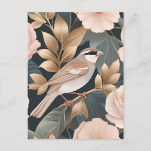 Cartão Postal Elegante cor-de-rosa poeirento e Dourado