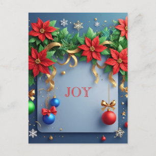 Cartão Postal Elegante Coroa Floral de Natal 🎄✨ Poinsettia