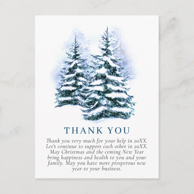 Cartão Postal Elegante Corporação de Natal Obrigado (Frente)