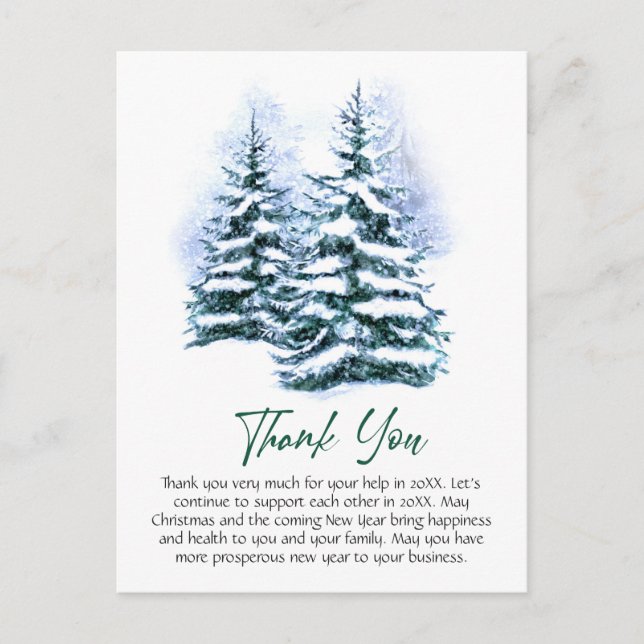 Cartão Postal Elegante Corporação de Natal Obrigado (Frente)