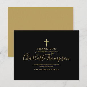 Cartão Postal Elegante Cruz de Ouro Memorial Funeral Agradecimen