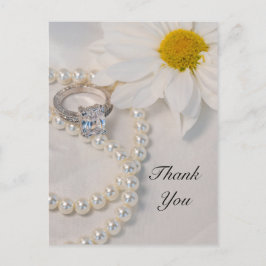 Cartão Postal Elegante Daisy Wedding Obrigado