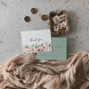 Cartão Postal Elegante Daît Autumn Floral Obrigado