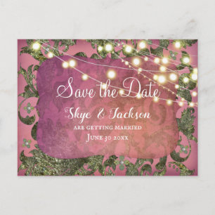 Cartão Postal Elegante Damasco Boho Inspirado Indiano Rosa
