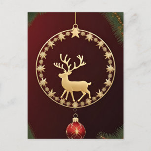 Cartão Postal Elegante Decoração de Natal Dourada