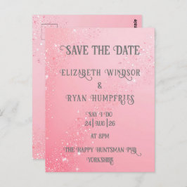 Cartão Postal Elegante Design de Sparkle Verde para Casamento