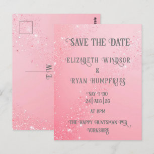 Cartão Postal Elegante Design de Sparkle Verde para Casamento