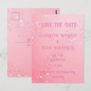 Cartão Postal Elegante Design de Sparkle Verde para Casamento