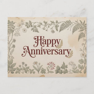 Cartão Postal Elegante Design Vintage "Feliz Aniversário"