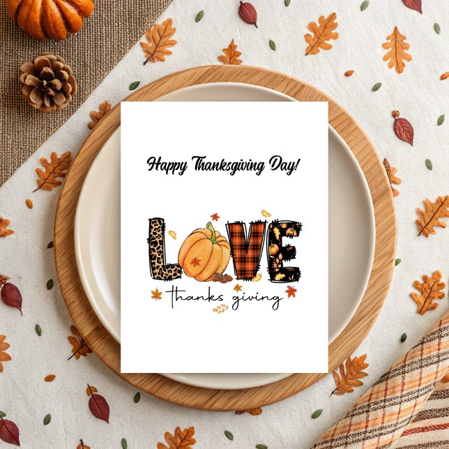 Cartão Postal Elegante Dia de Ação de Graças Feliz (Elegant Happy Thanksgiving Day Postcard)