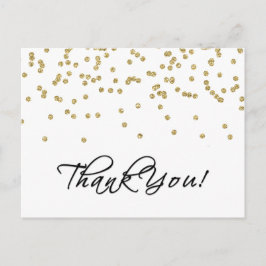Cartão Postal Elegante Dourada Confetti Bolinhas Foto Obrigado!