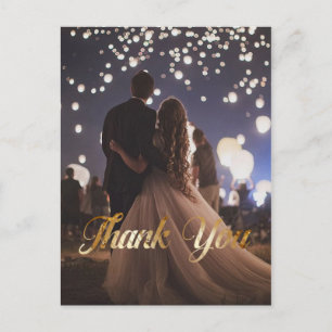 Cartão Postal Elegante, Dourado, Folha de Faux, Obrigado, Foto P