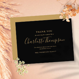 Cartão Postal Elegante Dourado Funeral Memorial Obrigado