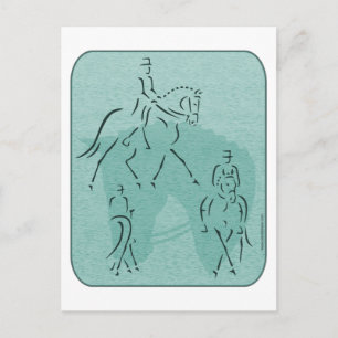 Cartão Postal Elegante Dressage Horse Design em Teal