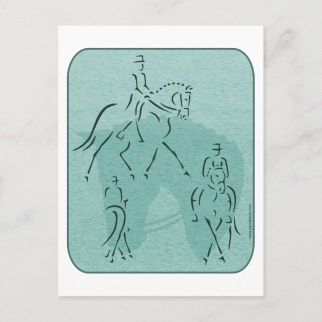 Cartão Postal Elegante Dressage Horse Design em Teal (Frente)