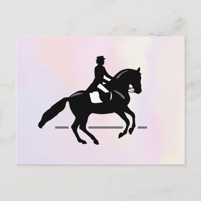 Cartão Postal Elegante Dressage Rider em um Fundo de Aquarela (Frente)