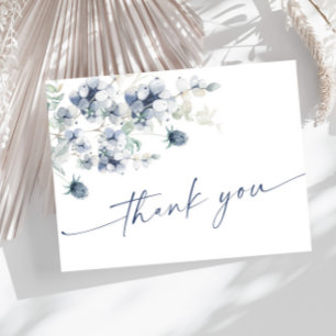 Cartão Postal Elegante Dusty Blue Winter Foliage Boho Obrigado